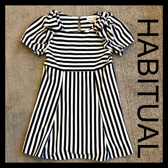 Habitual Other - Habitual Black and White Striped Kids Dress Size 4T